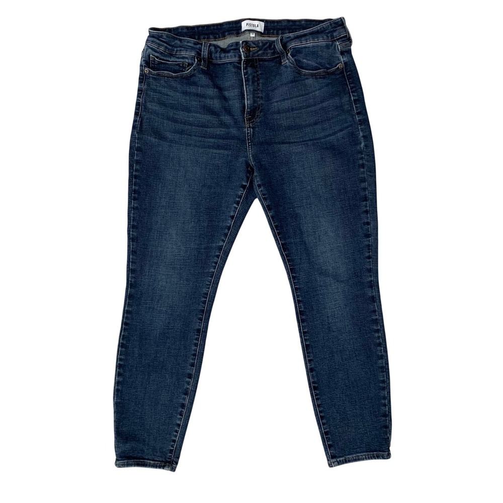 Pistola High Rise Ankle Skinny Jeans Dark Wash Denim Comfort Stretch Size 32